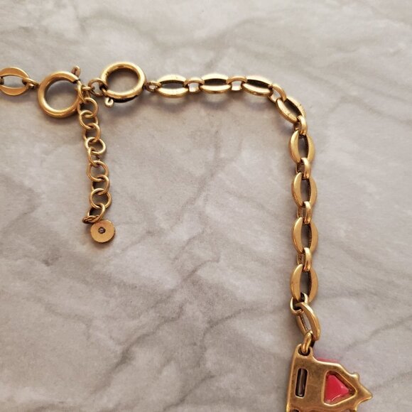 🎀 Stella and Dot Hot Neon Rhinestones Crystals Vintage Antiqued Gold Statement - Picture 9 of 13